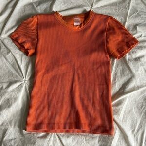 Aritzia Sunday Best Womens XS Orange Sinchseamless Rib Willow T-Shirt